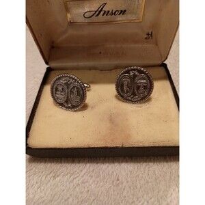 Vintage ANSON Jeweler’s Quality Cuff Links  Silver Tone